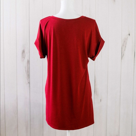 The Melody Top- red rolled sleeve tee - Picture 4 of 8